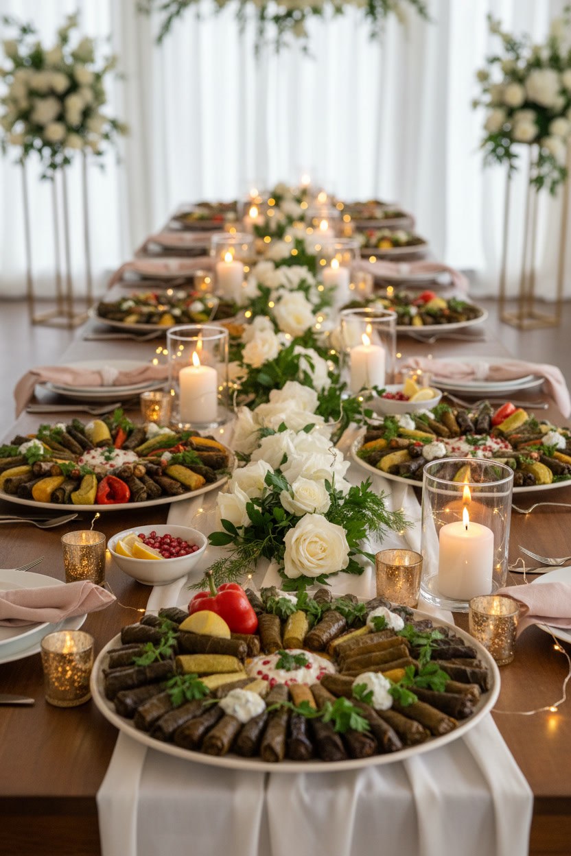 Nişan masasında dolma tabakları